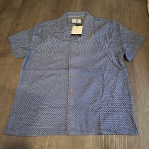 Fly By Night Blue Emanuel Short Sleeve Button Up Shirt Size Large